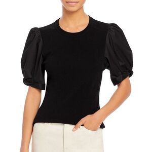 A.L.C Casey Puff Sleeve Tee In Black‎ Size XS